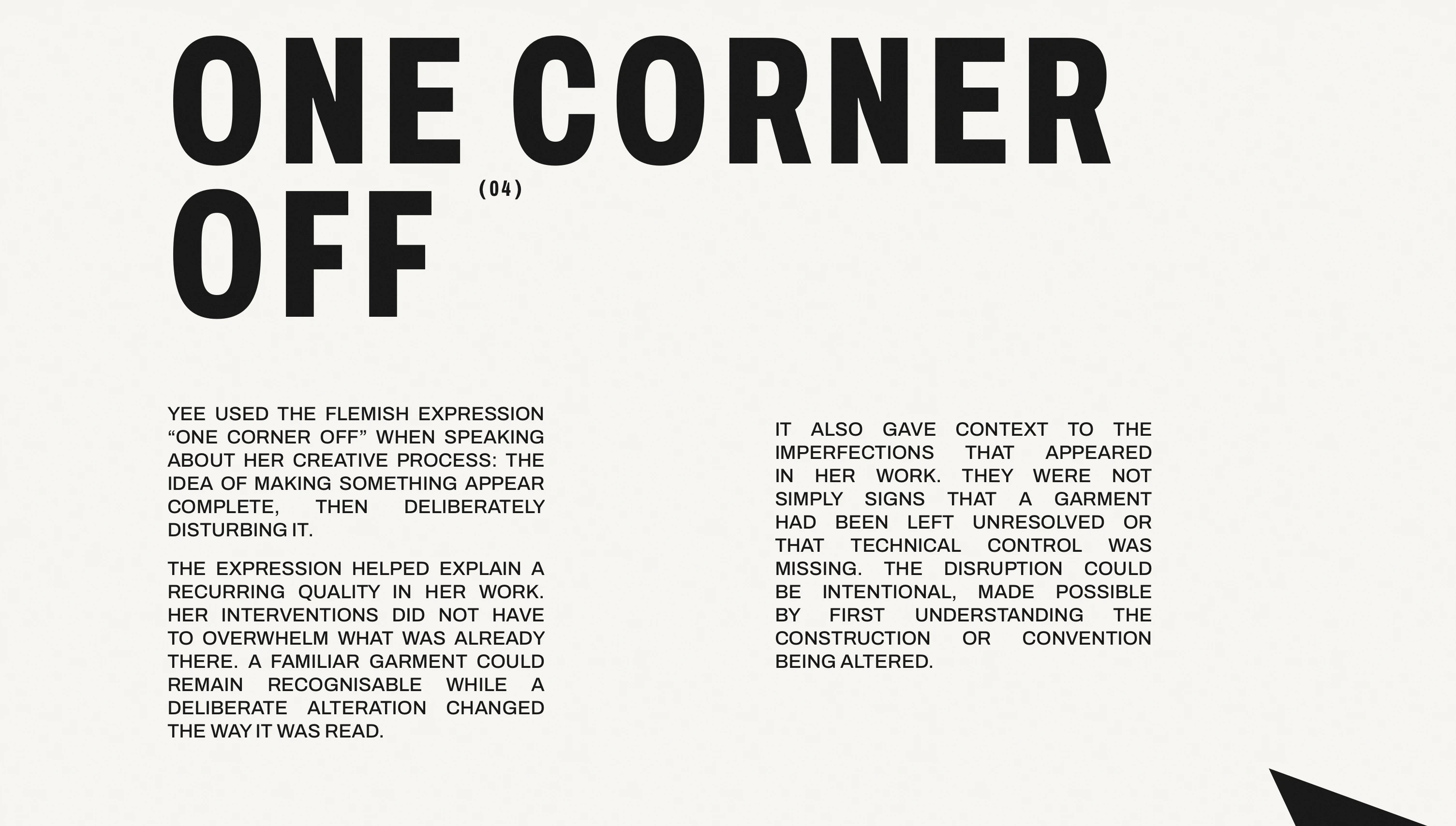 The One Corner Off chapter: the title, and the Flemish expression explained in two justified columns